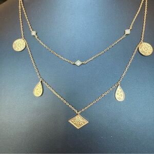 Wanderlust & Co Galaxy Charms Gold Tone Dangle Necklace 16 / 18” Length